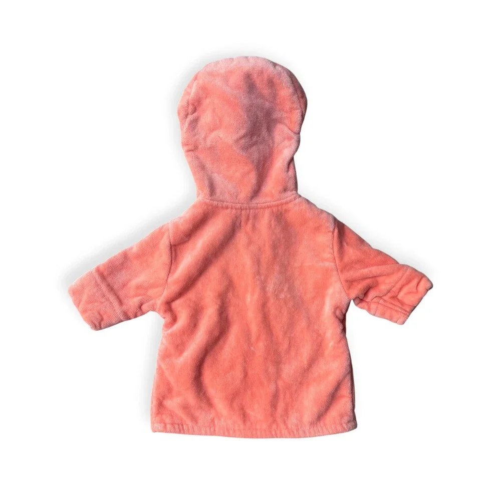 Pottery Barn Hooded Flamingo Baby Robe Coral Cotton Terry 3-6 Months